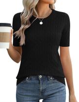 Suéter feminino Micoson de manga curta tricotado preto S