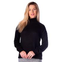 Suéter Feminino Oliveira Malhas Em Tricot Amplo Preto