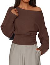 Suéter feminino PRETTYGARDEN Off Shoulder 2026 Fall Brown S