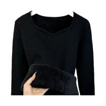 Suéter Feminino Quente De Flanela Com Decote Quadrado E Ajuste Slim Com Forro Espesso Para Outono Suéter Feminino Quente De Flanela Com Decote Quadrado E Ajuste Slim Com Forro Espesso Para Outono
