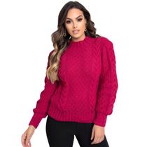 Sueter Feminino Quentinho Lã Manga Bufante Elegante Frio Top Moderno Tendencia Linda Confortável Moda Luxo