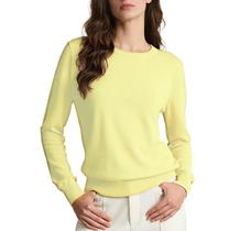 Suéter feminino SANGTREE, malha macia, manga comprida, gola redonda, amarelo Suéter feminino SANGTREE, malha macia, manga comprida, gola redonda, amarelo