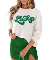 Suéter feminino SELINK St Patricks Day verde Lucky Clover