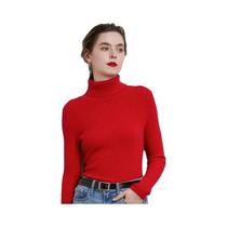 Suéter Feminino Slim Fit Com Gola Alta Estilo Coreano Camada Base Pullover Sólido Para Outono