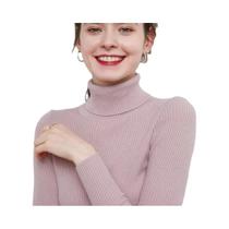 Suéter Feminino Slim Fit De Gola Alta Estilo Coreano, Camiseta De Base Para Outono E Inverno