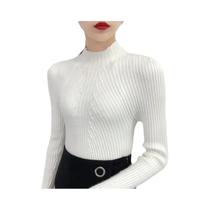 Suéter Feminino Slim Fit De Gola Alta, Pullover Básico De Tricô Para Outono E Inverno