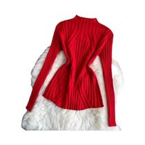 Suéter Feminino Slim Fit De Tricô Com Gola Alta, Pulôver De Manga Longa, Moda Chic Para Outono E Suéter Feminino Slim Fit De Tricô Com Gola Alta, Pulôver De Manga Longa, Moda Chic Para Outono E