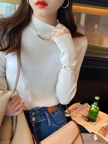 Suéter Feminino Slim Fit De Tricô Gola Alta Vintage Coreano Casual Para Outono Inverno - NONE