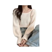 Suéter Feminino Solto De Manga Longa Bufante, Pulôver Casual De Tricô Macio Para Outono Inverno Suéter Feminino Solto De Manga Longa Bufante, Pulôver Casual De Tricô Macio Para Outono Inverno