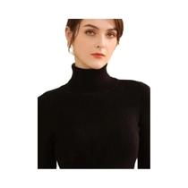 Suéter Feminino Térmico De Inverno Com Gola Alta Listrado, Blusa De Tricô Manga Longa Quente Para