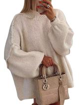 Suéter feminino TIQOJE de tamanho grande, gola redonda, felpudo, 2024