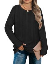 Suéter feminino Top RITERA Plus Size, preto, leve