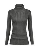 Suéter feminino v28 elástico de gola alta, tricotado, modelagem justa, 2GG Suéter feminino v28 elástico de gola alta, tricotado, modelagem justa, 2GG