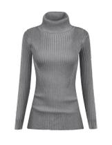 Suéter feminino v28 elástico de gola alta, tricotado, slim fit, XS