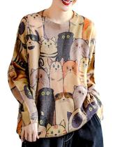 Suéter feminino YESNO, suéteres de pulôver grandes, casuais, soltos, de manga comprida (M S01 CR63)