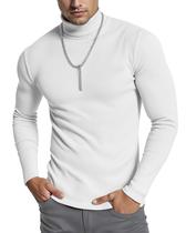 Suéter Gola Alta Canelado Slim Fit Branco Pequeno NY Threads Suéter Gola Alta Canelado Slim Fit Branco Pequeno NY Threads
