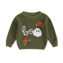 Suéter infantil de Halloween Adobabirl Witch Pumpkin Green 2-3T