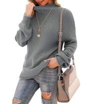 Suéter Jouica de gola alta de manga comprida para mulheres cinza tamanho S