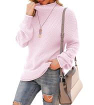 Suéter Jouica feminino de inverno com gola alta Batwing rosa claro