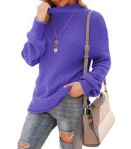 Suéter Jouica feminino de inverno com gola alta de tamanho grande, roxo, azul Suéter Jouica feminino de inverno com gola alta de tamanho grande, roxo, azul