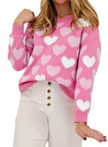 Suéter KevaMolly Valentines Pink Heart Plus Size Feminino GG Suéter KevaMolly Valentines Pink Heart Plus Size Feminino GG