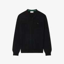 Suéter Lacoste de lã merino de gola em V monocromático