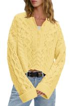 Suéter LAMISSCHE Cable Knit Cropped Oversize Amarelo Manteiga