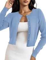 Suéter LETDIOSTO Cropped Cardigan Bolero Azul Claro