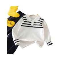 Suéter Listrado De Estilo Universitário Para Meninos, Conjunto De 1 Peça Para Escola E Lazer Diário