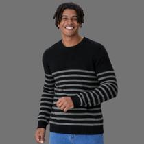 Suéter Listrado Manga Longa Gola Redonda Canelada Malwee