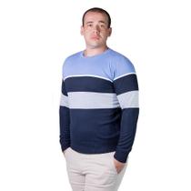 Suéter Listrado Tricôt Masculino Broken Rules 590168 Azul