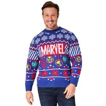 Suéter Marvel Feio de Natal Tricotado Azul XL