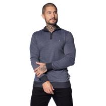 Suéter Masculino Balboa Gola com Zíper Mesclado Preto