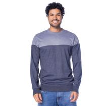 Suéter Masculino Balboa Listrado Gola Careca Marinho/Cinza