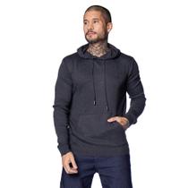 Suéter Masculino Balboa Tricot com Capuz Mesclado Preto