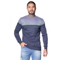 Suéter Masculino Balboa Tricot Listras Marinho/Cinza