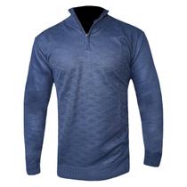 Suéter Masculino Blusa Gola Alta Zíper Poliamida Texturizado