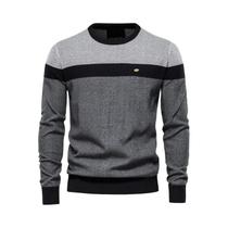 Suéter Masculino Casual De Algodão Com Gola Redonda E Detalhes Em Tricô De Alta Qualidade Para O Suéter Masculino Casual De Algodão Com Gola Redonda E Detalhes Em Tricô De Alta Qualidade Para O