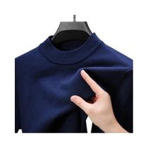 Suéter Masculino Casual De Malha Gola Alta Sólida Para Outono Inverno