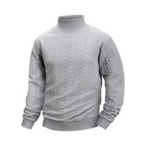 Suéter Masculino Casual De Outono Com Gola Alta E Manga Longa Em Cor Sólida