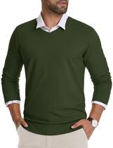 Suéter masculino com decote em V CRYSULLY, pulôver de malha Khaki M