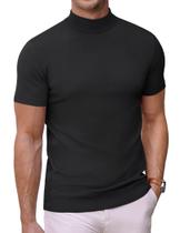 Suéter masculino COOFANDY preto com gola alta e manga curta