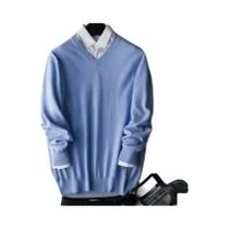 Suéter Masculino De Cashmere E Algodão Com Decote Em V, Quente Para Outono E Inverno