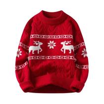 Suéter Masculino De Cashmere Para Inverno, Grosso E Quente, Com Estampa De Cervo, Estilo Coreano