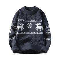 Suéter Masculino De Cashmere Para O Inverno, Grosso E Quente, Com Estampa De Cervo, Estilo Coreano