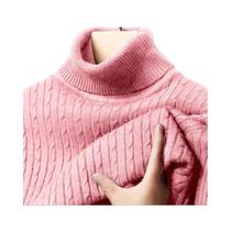 Suéter Masculino De Gola Alta Canelado Quente Ajustado De Tricô Com Listras Jacquard Manga Longa