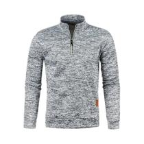 Suéter Masculino De Gola Alta Com Zíper, Tricô Torcido, Cor Sólida, Para Outono