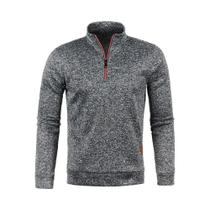 Suéter Masculino De Gola Alta Com Zíper, Tricô Torcido, Cor Sólida, Para Outono