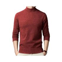 Suéter Masculino De Gola Alta Em Cor Sólida Para Outono E Inverno, Moda Casual