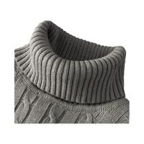 Suéter Masculino De Gola Alta Slim Fit, Pulôver Tricotado Casual, Quente, Em Cor Sólida, Moletom